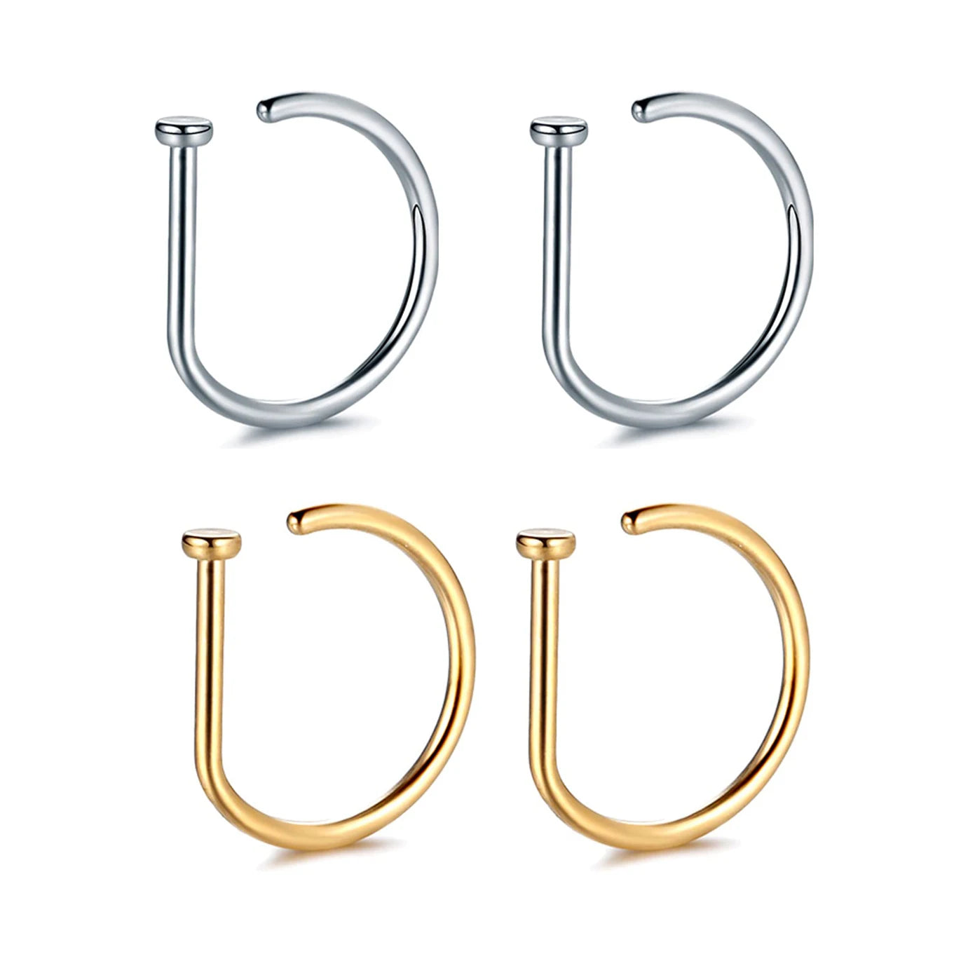 Fake Nose Ring Hoop Lip Labret Ring for Women Non Pierce Hoop Nose Ring Septum Hoop Ring Tragus Rook Ring Non Piercing Jewelr