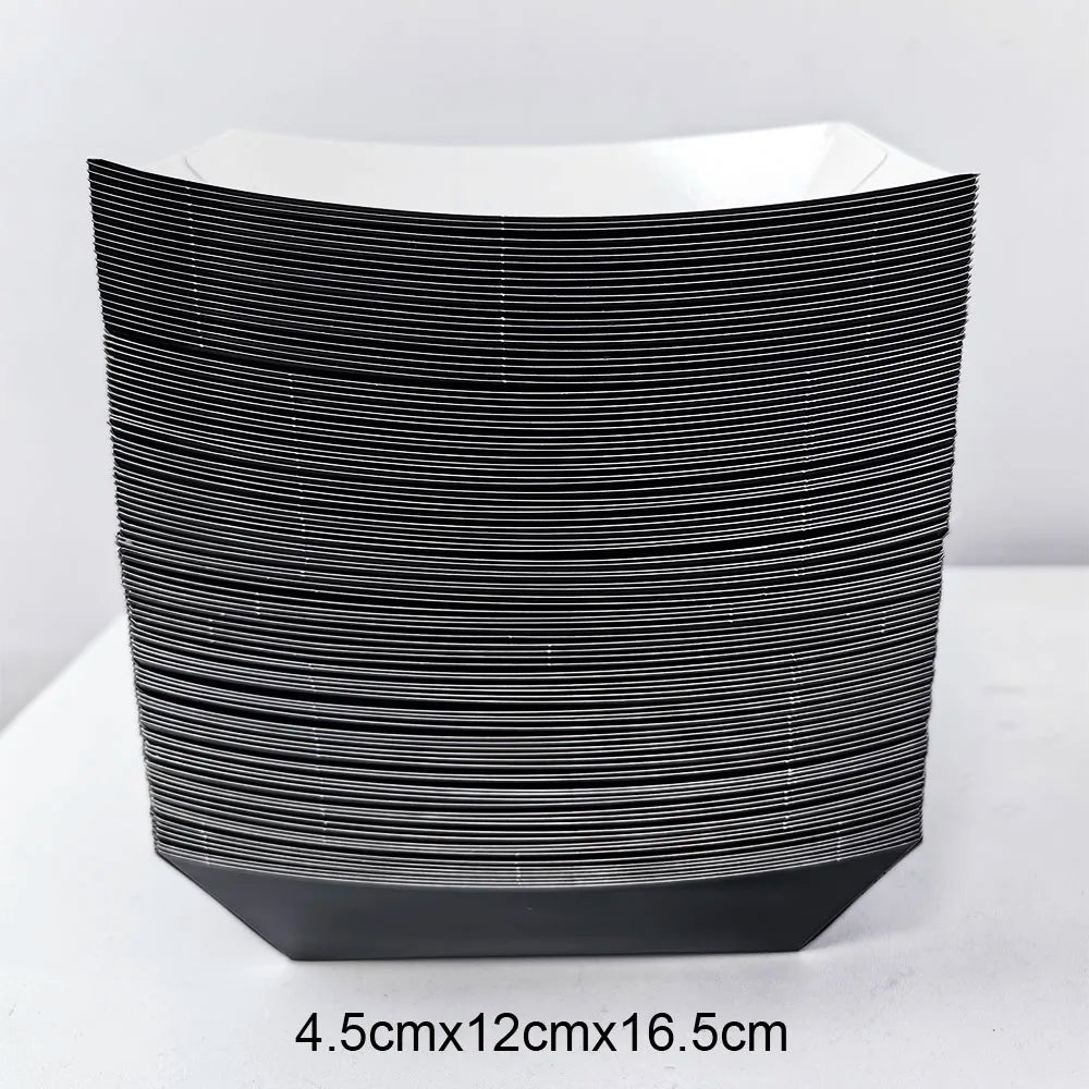 6/12/24 Solid Color Paper Food Trays Disposable Food Boat Black White Blue Yellow Popcorn Box Baby Showe Birthday Party Suppl