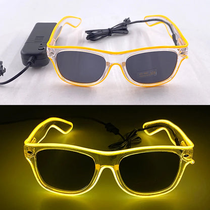 1PC Light Up LED Glasses Glow Sunglasses EL Wire Neon Glasses Glow in The Dark Party Supplies Neon Party Favors for Adults - 