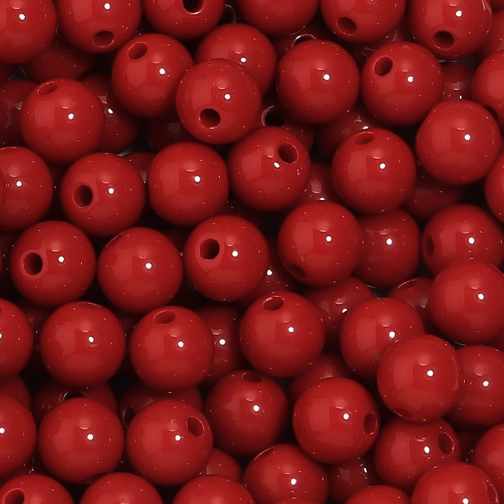 10-100Pcs/Lot 6-20mm Solid Color Round Acrylic Beads Loose Spacer Beads For DIY Keychains Decoration Handmade Crafts Accessor