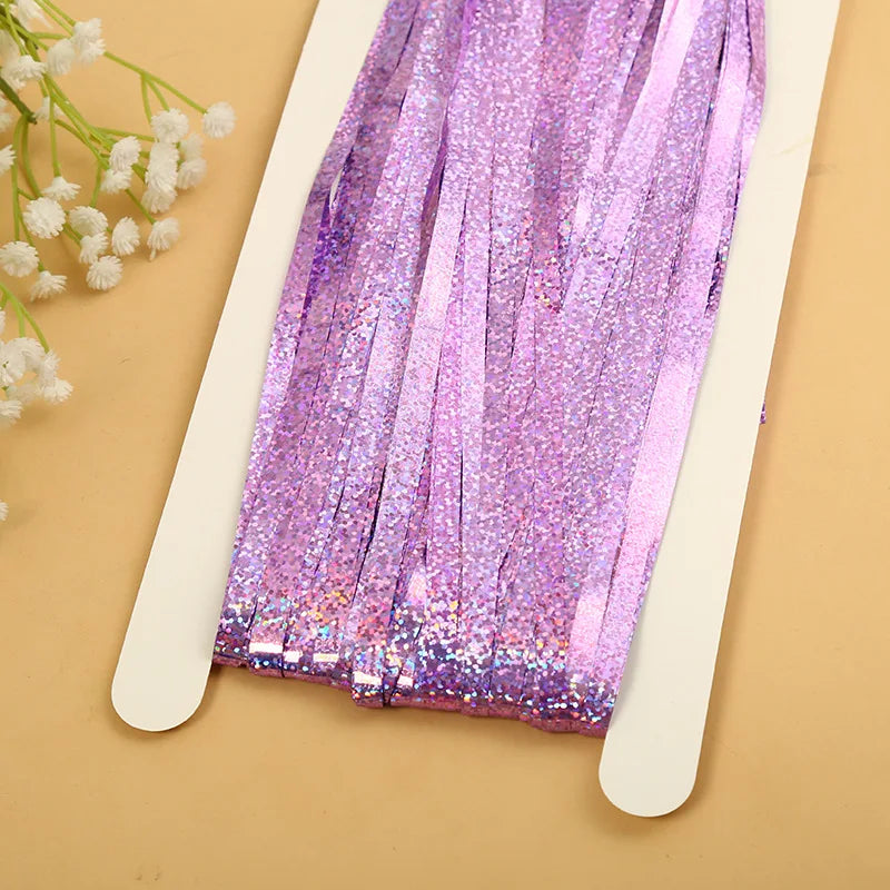 as a Party Metallic Tinsel Foil Fringe Curtains Backdrop for Birthday New Year Eve Party Photo Wedding Baby Shower Decor - la