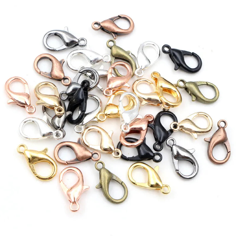 50pcs Small Lobster Clasp Hooks for Necklace Bracelet Chain DIY Jewelry Making Finding Supplies Bronze Gold Silver Plated Bla