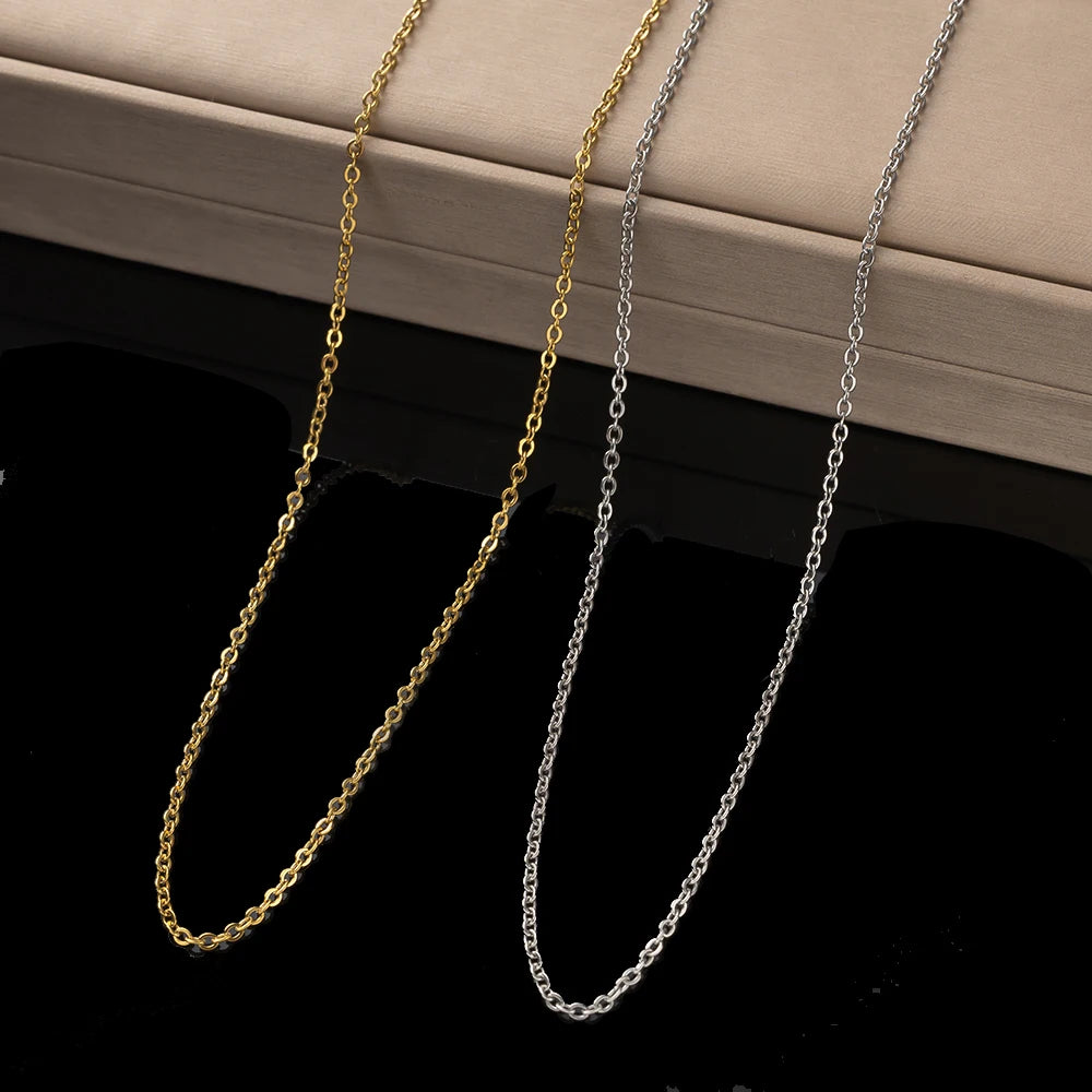 10pcs 45+5cm Gold Stainless Steel Link Cable Chain Necklace with Lobster Clasps for Men & Women Fashion Jewelry Gifts Making