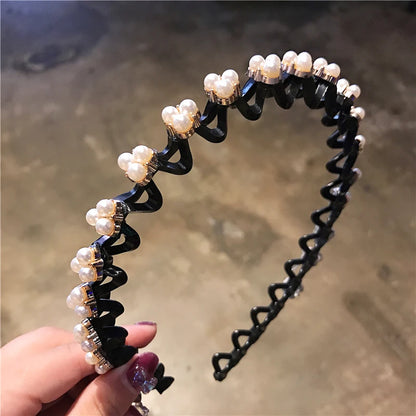Non-Slip Rhinestone Hairbands Elastic Flower Fashion Pearl Women Hair Hoop Bands Headband Bezel Girls Hair Accessories Headdr