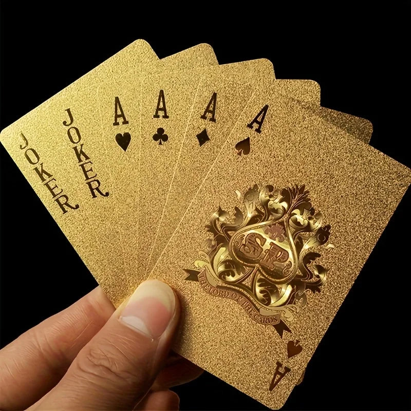 Cool Black Gold Waterproof Playing Cards, a Deck of Playing Cards Containing Christmas, Halloween, Thanksgiving Gifts, Game G