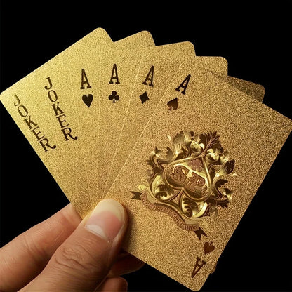 Cool Black Gold Waterproof Playing Cards, a Deck of Playing Cards Containing Christmas, Halloween, Thanksgiving Gifts, Game G