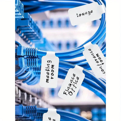 100pcs White Cable Labels - Self-Adhesive Writable Cord Tags for Office/School Organization, Easy Cable Management