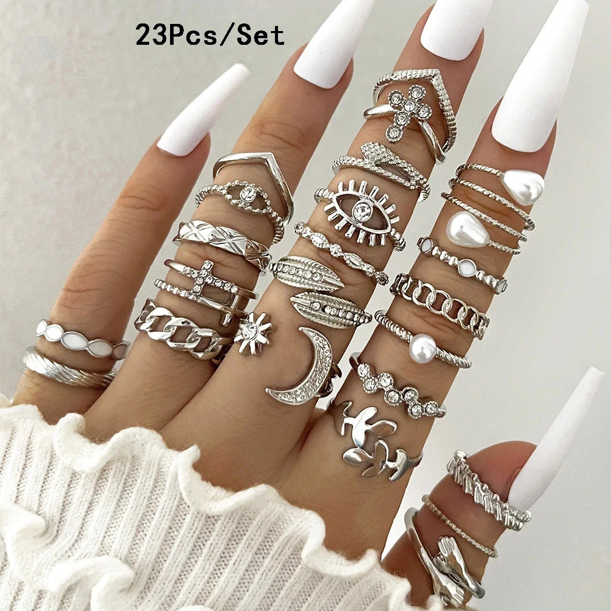 30Pcs Bohemian Geometric Knuckle Rings Set For Women Gold Silver Color Finger Ring Girls Fashion Party Jewelry Accessories - 