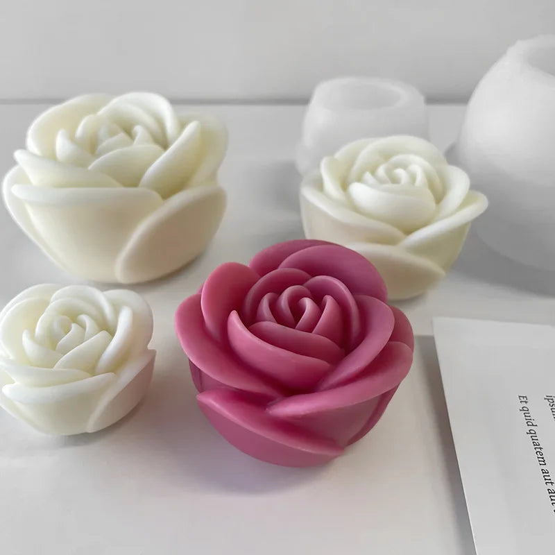 Valentine's Day Flower Silicone Candle Mold 3D Peony Flower Soap Gypsum Craft Mould DIY Chocolate Cake Baking Tool Wedding Gi