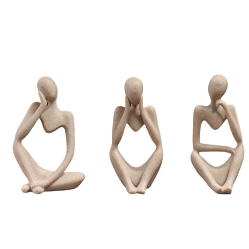 Minimalist Human Contemplation Sculpture Figurine - Decorative Art Piece with Excellent Value
