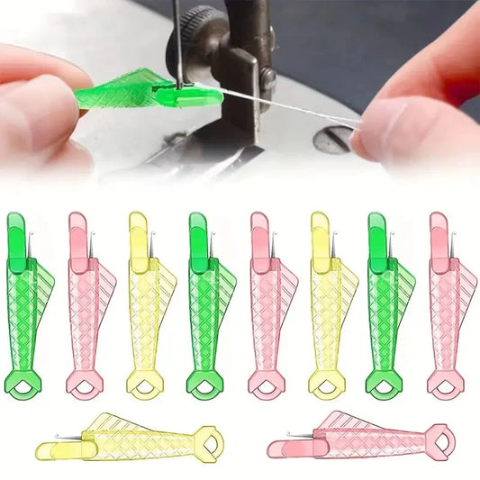 5pcs Auto Needle Threaders for Sewing Machines, Ergonomic Self-Threading Tool with Plastic Handle, Assorted Colors