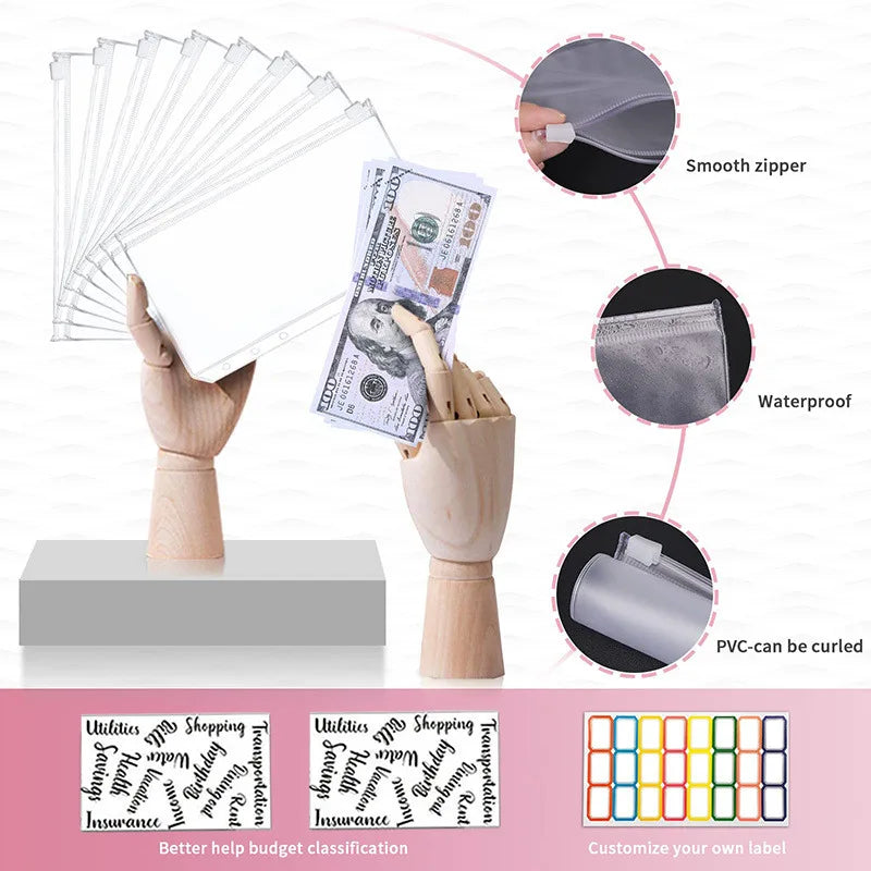 New Budget Plan Notebook A6 Cash Envelope Saving Money 6 Holes Binder for Financial Management A6 Loose-leaf Notebook Binder