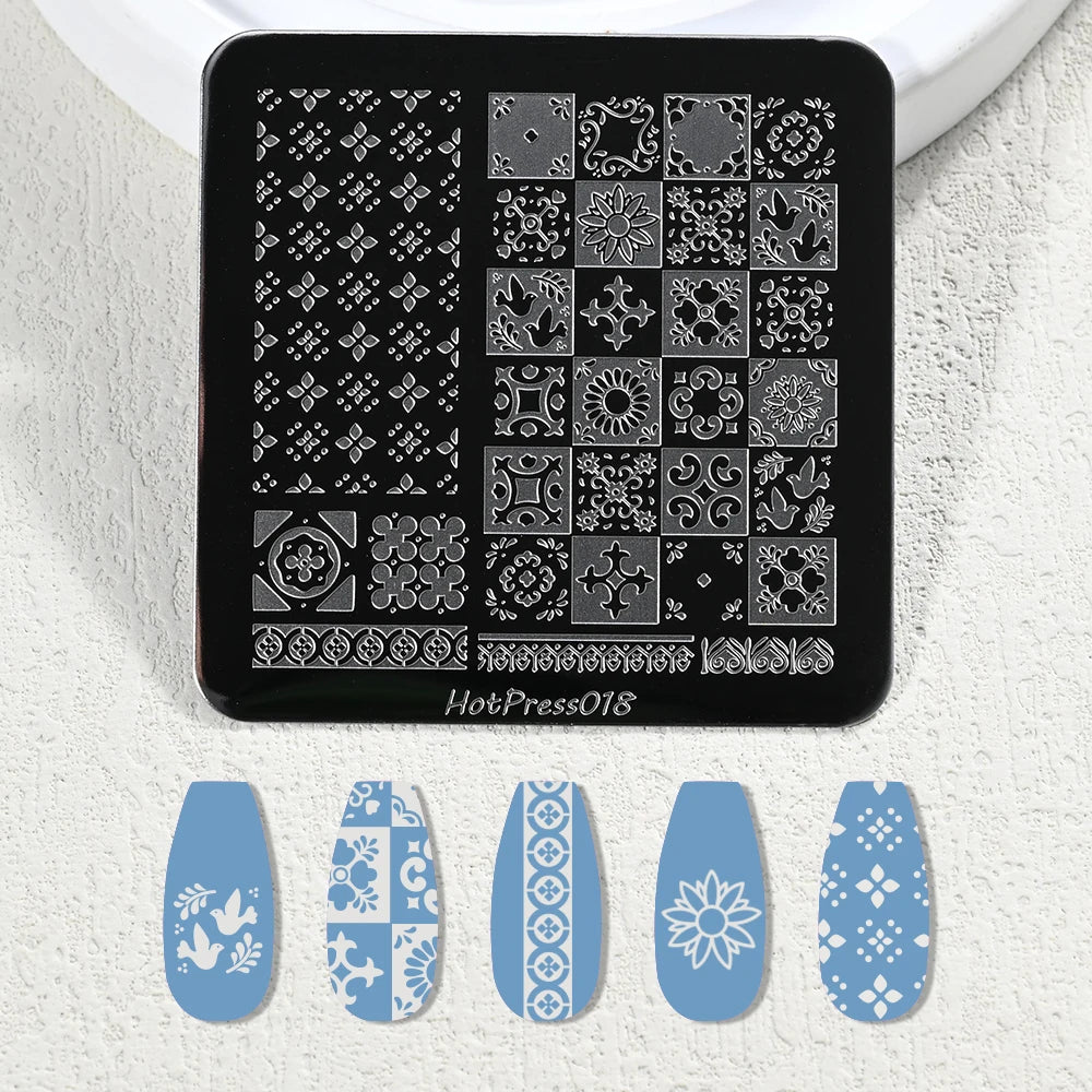1Pcs French Lace Flower Butterfly Nail Art Stamping Plate Vintage Mandala Floral Nails Stencil DIY Wedding Manicure Print Too