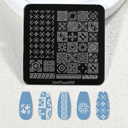 1Pcs French Lace Flower Butterfly Nail Art Stamping Plate Vintage Mandala Floral Nails Stencil DIY Wedding Manicure Print Too