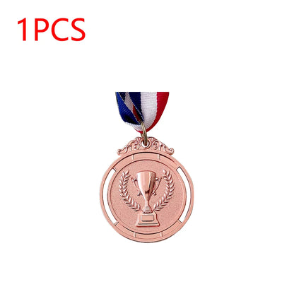 Gold Silver Bronze Trophy Award 1st 2nd 3rd Prize Medal Winner Reward Encourage Badge with Neck Ribbon for Kids Competitions 