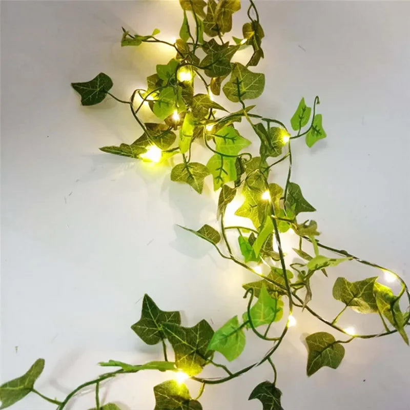 Flower Green Leaf String Lights Artificial Vine Fairy Lights Battery Powered Christmas Tree Garland Light for Weeding Home De