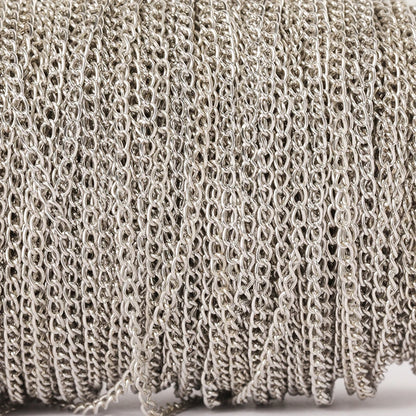 2 Meter Flat 2.5/3.5/4.5mm Extension Thin Chain Metal Chain DIY Necklace Body Chain Jewelry Making Chain Accessories - Rhodiu