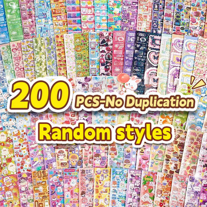 20-200 PCS Cute Stickers Goo Card Kawaii Cartoon Laser Sticker No repeat for Diary DIY School Students Decoration Stationery