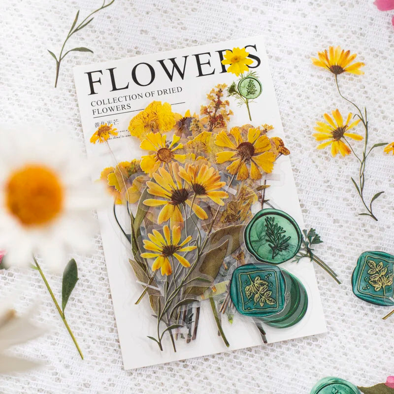 40 pcs/pack Vintage Dried flower Leaf specimen Stickers aesthetic Creativity Decor Junk Journal Scrapbooking Material Supplie