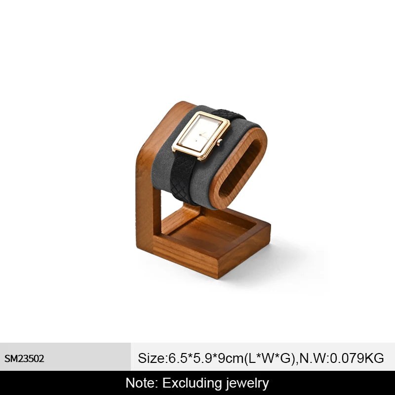 WoodTen Solid Wood Watches Display Stands Base Watch Necklace Bracelet Organizer Rack Bangle Scrunchie Headband Showcase Stan