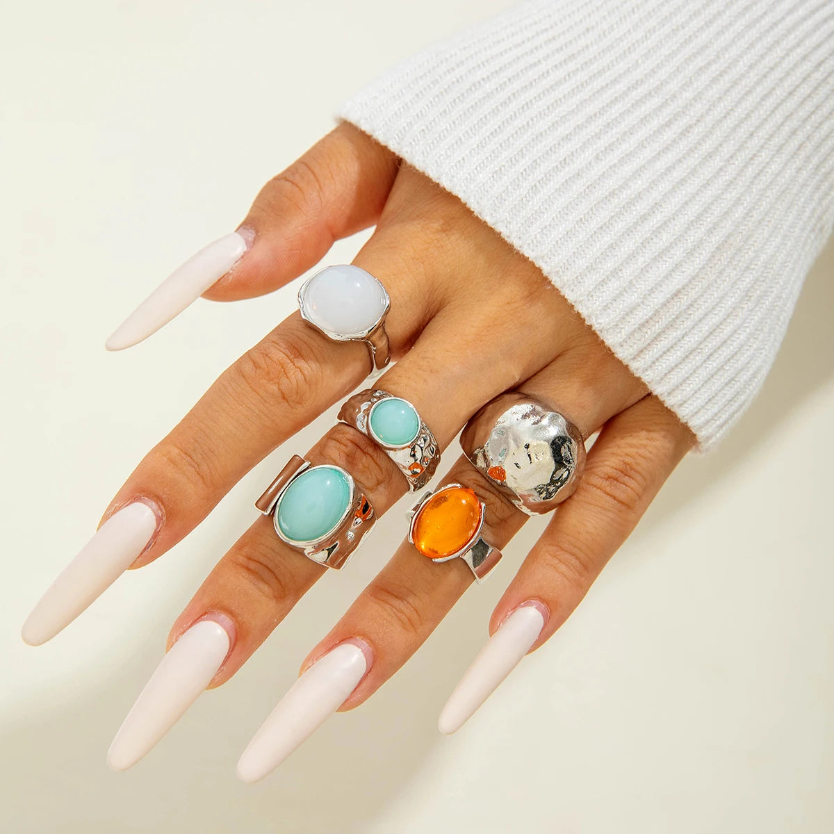 Tocona 2024 New Fashion Luxury Imitation Pearl Open Ring Sets for Women Elegant Gold Color Ring Party Jewelry Accessories