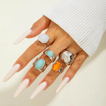 Tocona 2024 New Fashion Luxury Imitation Pearl Open Ring Sets for Women Elegant Gold Color Ring Party Jewelry Accessories