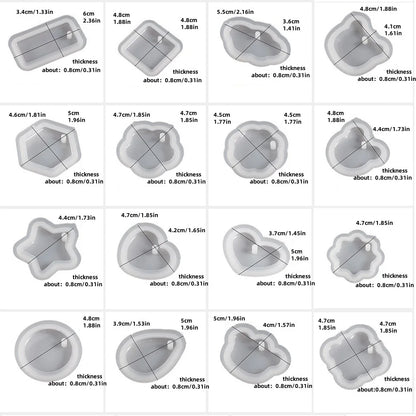 16PCS Silicone Jewelry Molds Kit with Holes DIY Heart UV Epoxy Resin Mold Necklace Keychain Pendants Earrings Making Mould Se