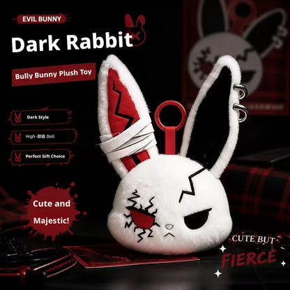 Hot Gothic Bunny Plush Keychain RabbitBag Charm with Bandage Desian Kawaii Key Ring Pendant Car Bag Ornament Gift To - red ey