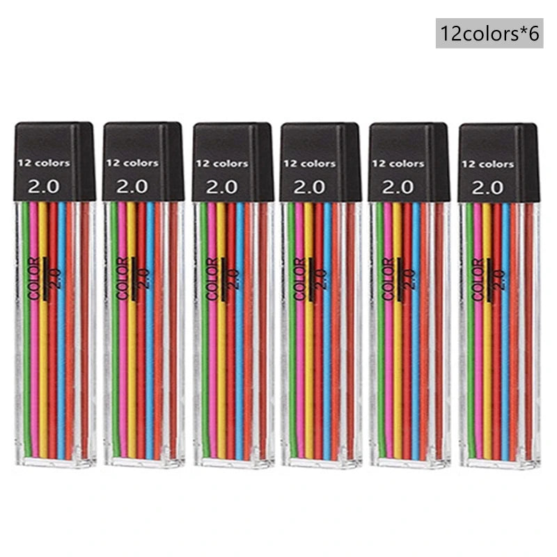 Mechanical Pencil Set 2.0 mm with 2B Black/Colors Lead Refill For Writing Sketching Art Drawing Painting School Automatic Pen