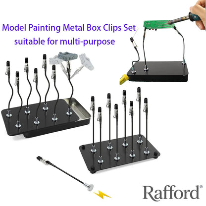 Rafford 12Pcs Bendable Model Painting Alligator Clip Sticks Rubber Tips + Metal Magnetic Base - for Airbrush, Hobby Model Par