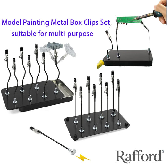 Rafford 12Pcs Bendable Model Painting Alligator Clip Sticks Rubber Tips + Metal Magnetic Base - for Airbrush, Hobby Model Par