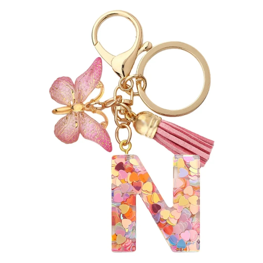Fashion DIY A-Z Letters keychain Metal Holder Pendent Key Chain Women Car Key Ring Simple Letter Name Key Party Gift Jewelry 