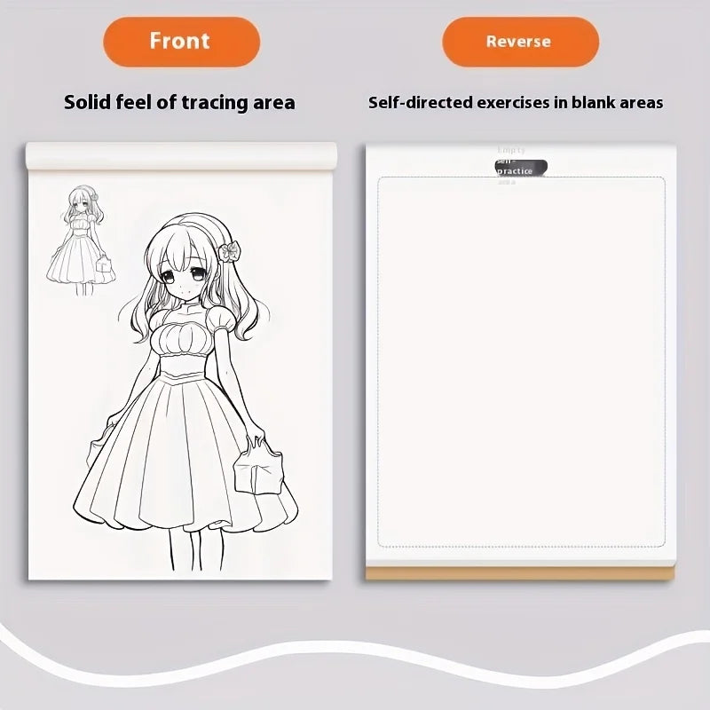 Anime Character Line Art Drawing Book for Beginners|48 Pages Sketchbook with Outlines|Ideal for Cartoonists and Cartoon Styli
