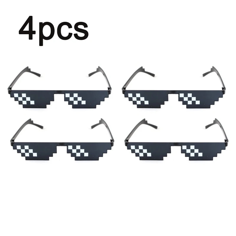 Mosaic Sunglasses Cool Party Vintage Shades Eyewear For Men Pixelated Sunglasses Funny Women Glasses - 4PCS