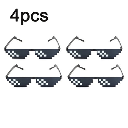 Mosaic Sunglasses Cool Party Vintage Shades Eyewear For Men Pixelated Sunglasses Funny Women Glasses - 4PCS