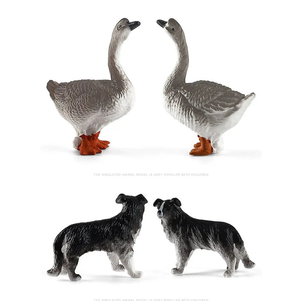 Realistic Animal Model Simulated Poultry Miniatures Farm Dog Duck Cock Figurines Creative Education Kids Gift for Children