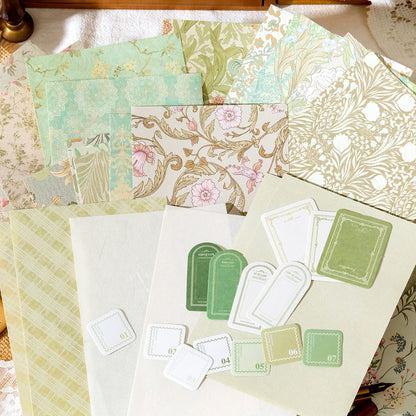 40Pcs Floral Handmade Paper Mix Material Junk Journal Planner Scrapbooking Vintage Decorative Collage DIY Craft Background Pa