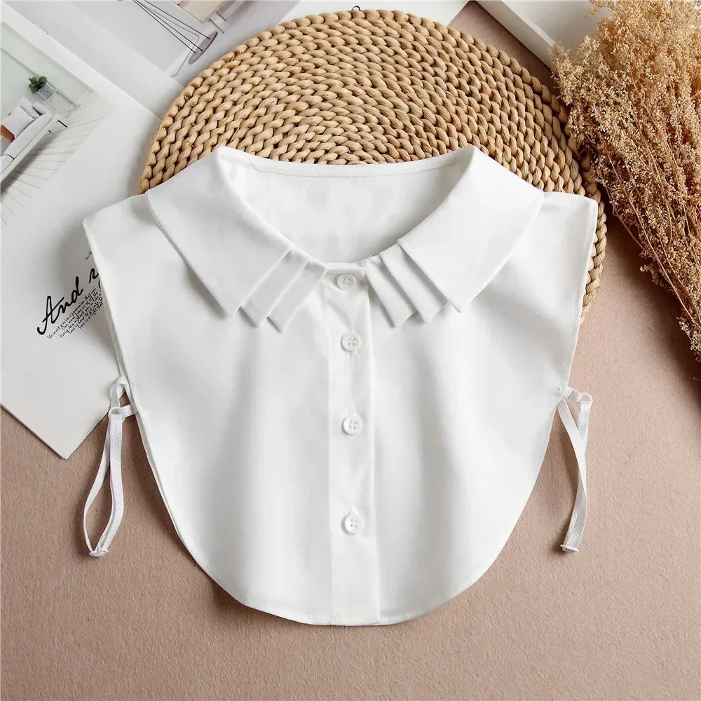 Fashion 2025 Front Tie White Fake Collar for Women Stand Detachable Collar Fake Girls Vintage Lace Ladies False Blouse Collar