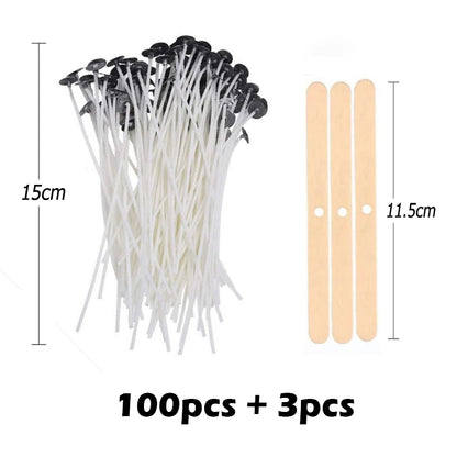 Multiple Sizes Waxed Cotton Thread Candle Wick 100pcs/set Smokeless Wick & Holder Candle Making Set Accessories Wicks Bracket