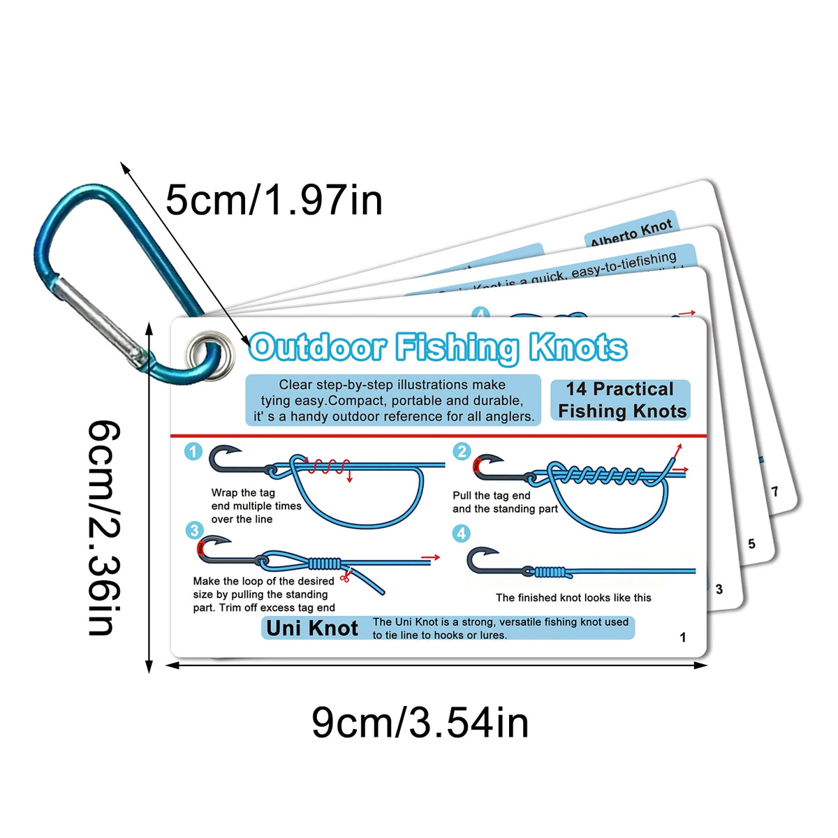 7PCS/SET Fishing Knot Guide Card Including 14 Easy-to-Tie Instructions Essentials for Beginner Anglers
