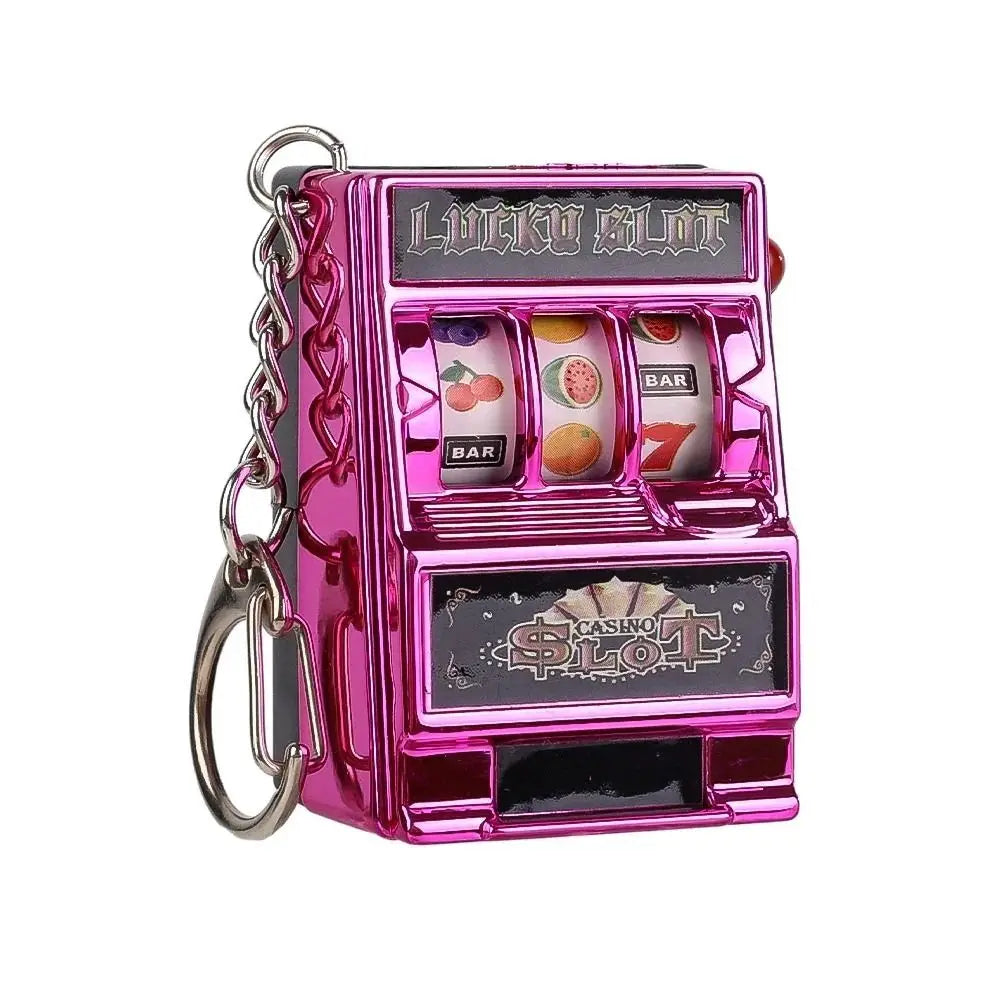 Mini Gambling Slot Machine Key Chains Creative Arcade Pocket Fruit Lucky Jackpot Gadget Antistress Toy Funny Games Keychain R
