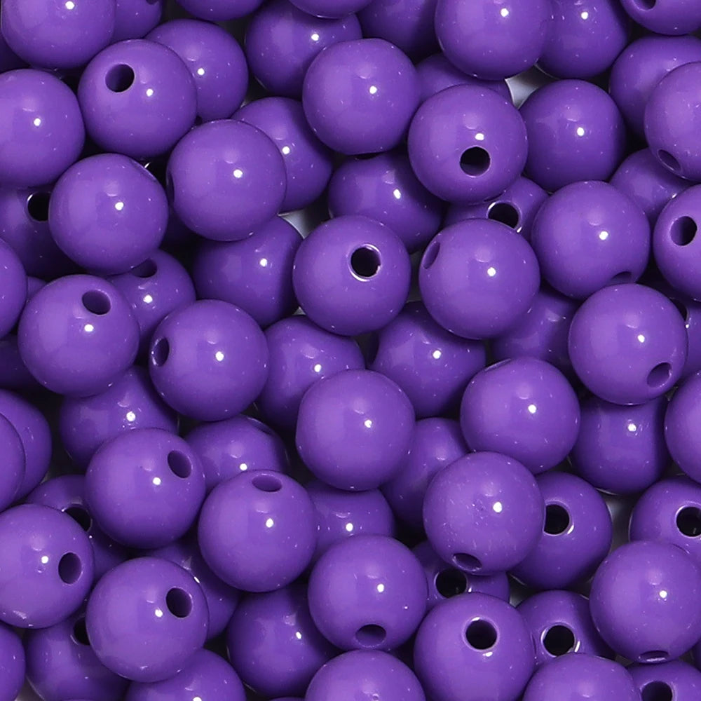 10-100Pcs/Lot 6-20mm Solid Color Round Acrylic Beads Loose Spacer Beads For DIY Keychains Decoration Handmade Crafts Accessor