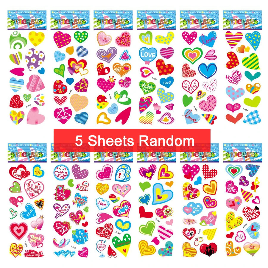5 Sheets Kids Stickers Puffy Stickers for Children Birthday Christmas New Year Gift for Girl Boy Scrapbooking Cartoon Sticker