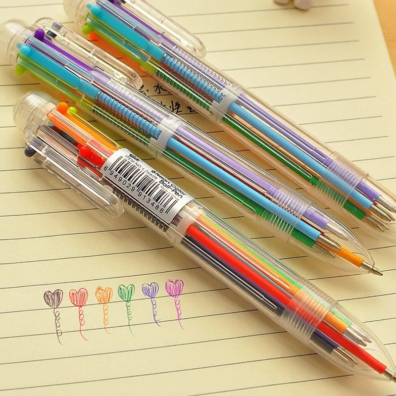 10Pcs Transparent Cartoon Ballpoint Pen Creative Cute Colorful Swivel Supplies School&Office Supplies