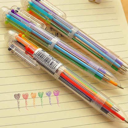 10Pcs Transparent Cartoon Ballpoint Pen Creative Cute Colorful Swivel Supplies School&Office Supplies
