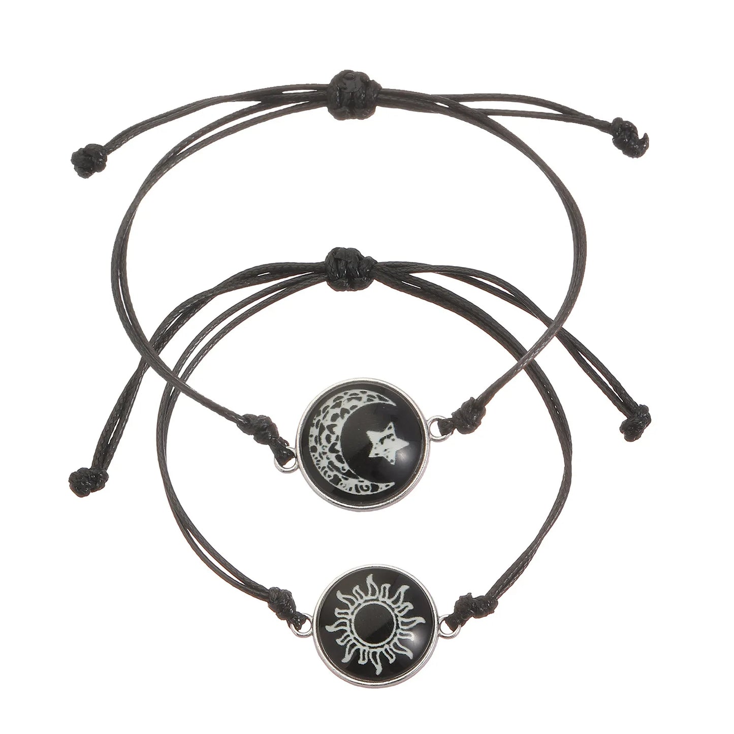 Romantic Luminous Sun Moon Couple Bracelets for Women Men Handmade Braided Rope Matching Bracelet Charms Lover Jewelry Gifts