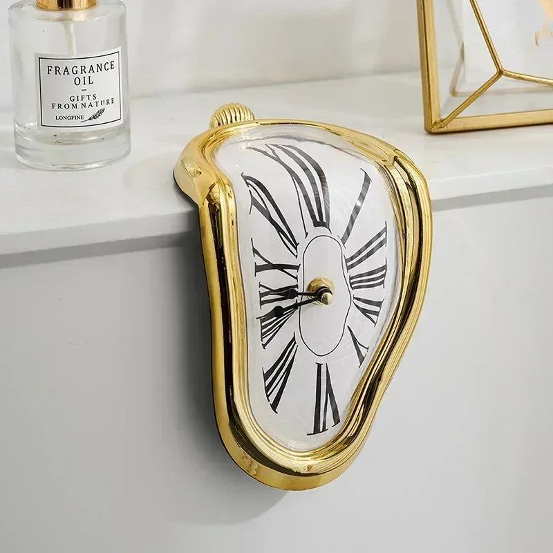 2024 New Novel Surreal Melting Distorted Wall Clocks Surrealist Salvador Dali Style Wall Watch Decoration Gift Home Garden - 