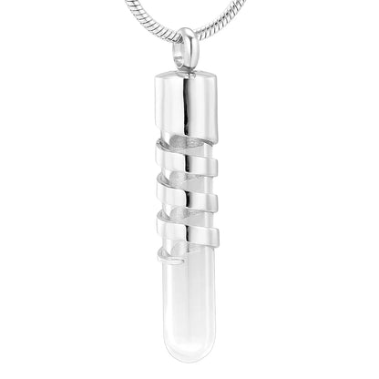 Clear Glass Tube Cremation Urn Jewelry Ashes Holder Necklace Keepsake Memorial Pendant Stainless Steel Cremation Jewelry - Si