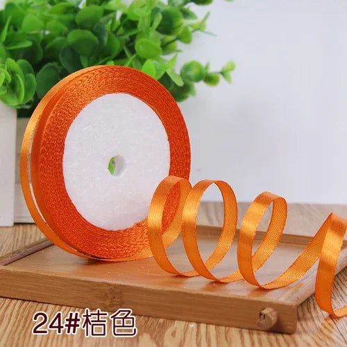 25Yards 6mm Silk Satin Ribbons for Crafts Bow Handmade Gift Wrap Partys Christmas Wedding Decorative Artificial Accessories -