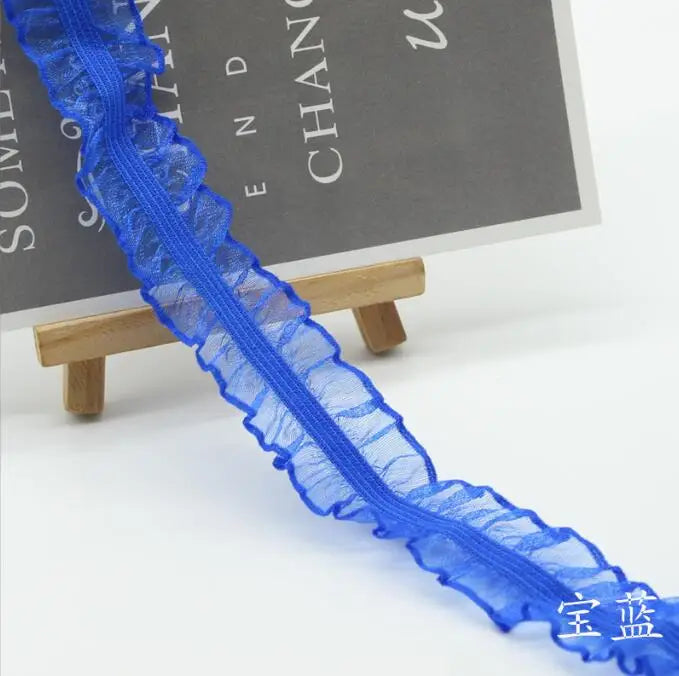 5 Yards Pleated Stretch Lace Trims Ribbons Ruffled Elastic Band Baby Hairband Belt Shoes Decorative Tapes DIY Craft Supplies 